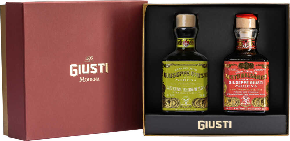 Duo Balsamico 3 Medaille & Olivenöl Je 1X0,25L Aceto Balsamico Di Modena Igp