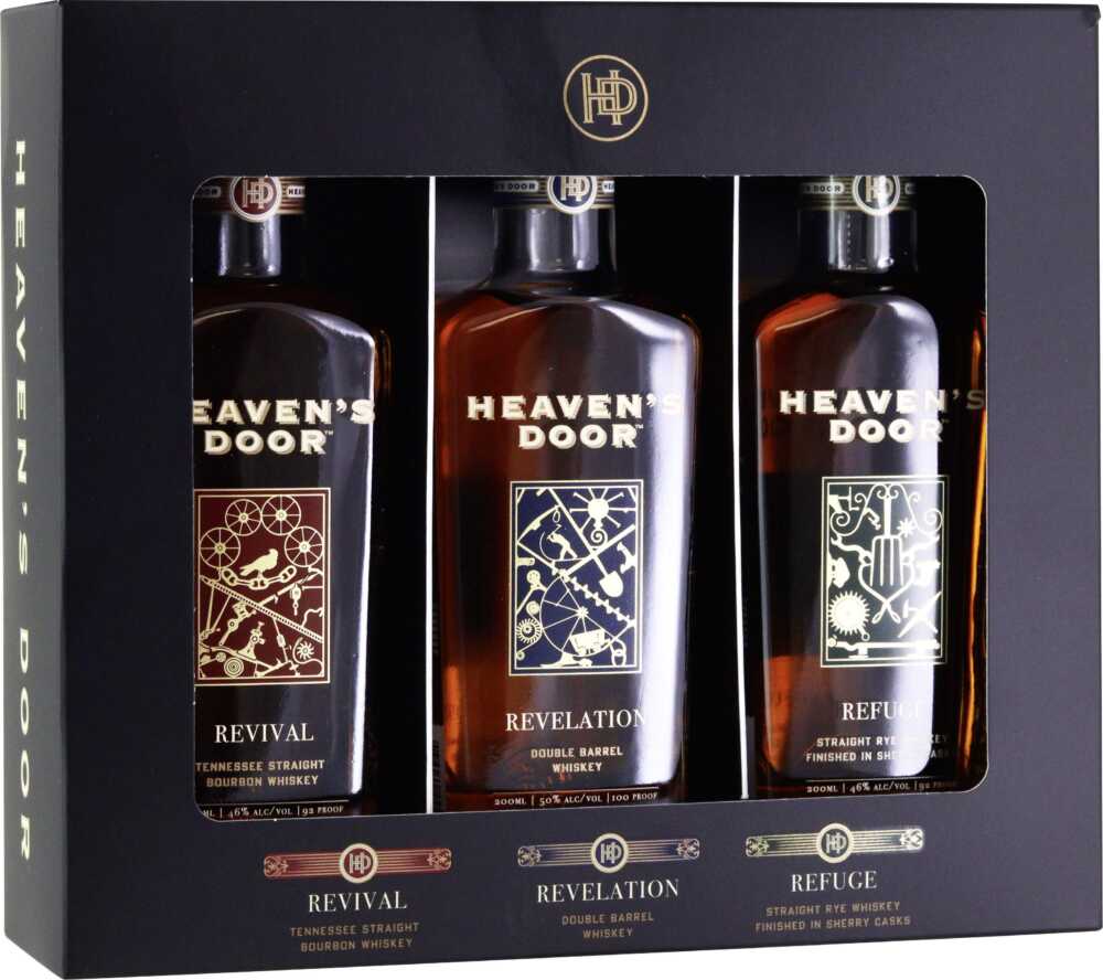 Heaven's Door Trio 3X0,2L American Whisky In  Je 1X0,2L Bourbon 45%Vol, Rye 46%Vol NV  0.60 L Flasche