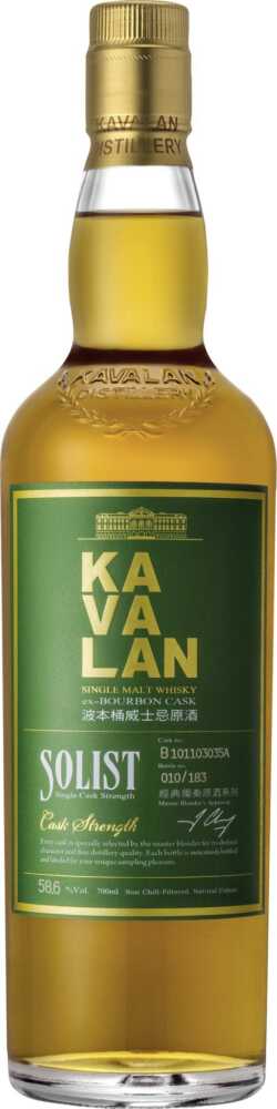 Kavalan Solist Ex-Bourbon 50-60%Cask Strength Taiwanesischer Whisky NV  0.7 L Flasche
