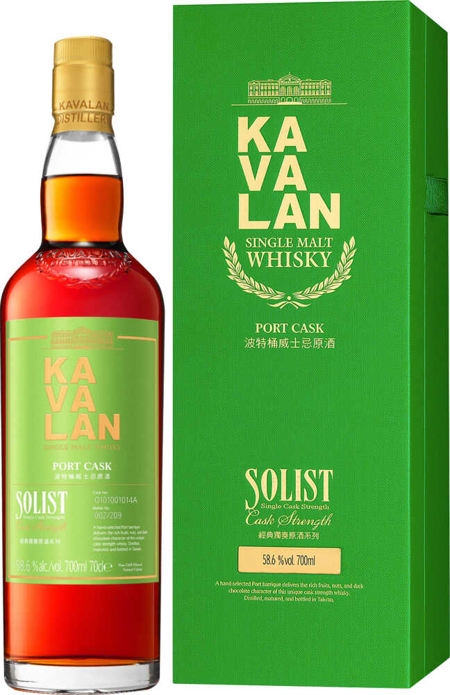 Kavalan Solist Port Cask 50-61%Cask Strength Taiwanesischer Whisky Kavalan NV  0.7 L Flasche