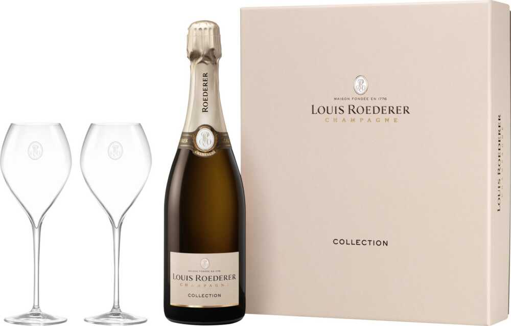 Champagne Louis Roederer Genuss Zu Zweit Collection 1 Fl. Collection + 2 Gläser 30Cl Weisse NV  0.75 L Flasche