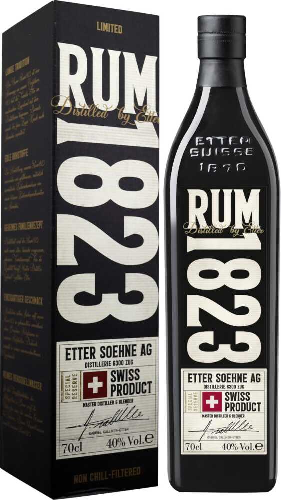 Etter Söhne AG Distillerie Zug Rum1823 – Swiss Rum NV  0.7 L Flasche