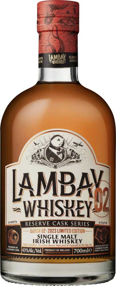 Lambay Single Malt Batch 02 Reserve Cask Series Triple Distilled – Bourbon Cask Matured A002  0.7 L Flasche