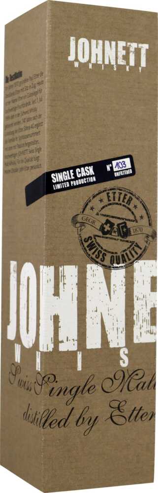 Etter Söhne AG Distillerie Zug Johnett Single Cask No 103 Swiss Single Malt Whisky NV  0.7 L Flasche