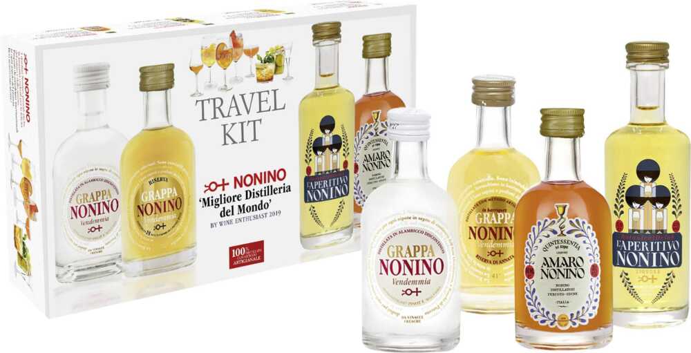 Travel Kit 4X0,05L Je 1X0,05L: Grappa Vendemmia 40%, Vend. Riserva 41%