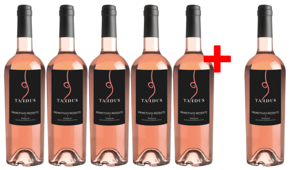 Cantine Minini 5 + 1 Rosé-Vorteilspaket Tardus Primitivo Rosato Puglia IGT 6 Flaschen á 0,75L