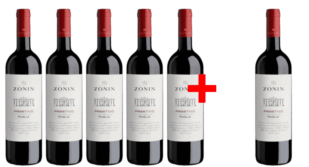 5 + 1 Rotwein-Vorteilspaket Classici Primitivo Puglia Igt