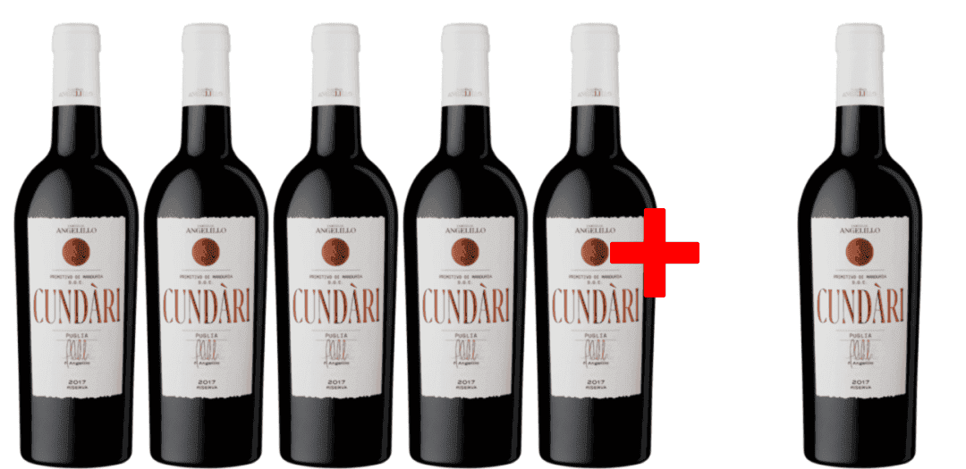 5 + 1 Rotwein-Vorteilspaket Cundari Primitivo Di Manduria Riserva