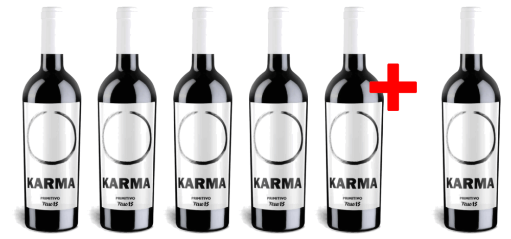 5 + 1 Rotwein-Vorteilspaket Karma Primitivo Salento IGT