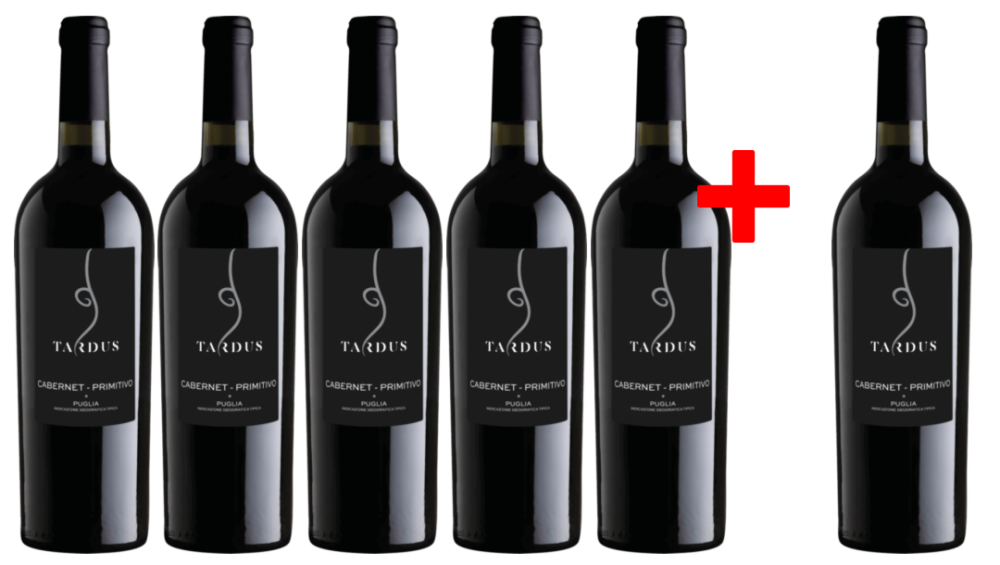5 + 1 Rotwein-Vorteilspaket Tardus Cataldo Cabernet Primitivo Puglia IGT