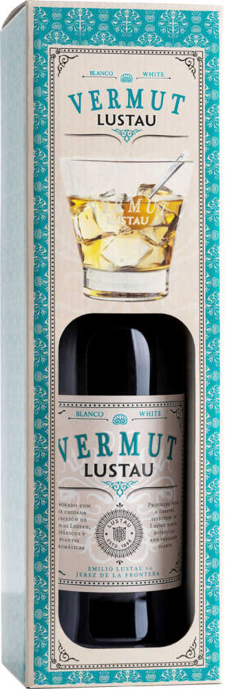 Vermouth White Onpack in Geschenkverpackung mit Glas
