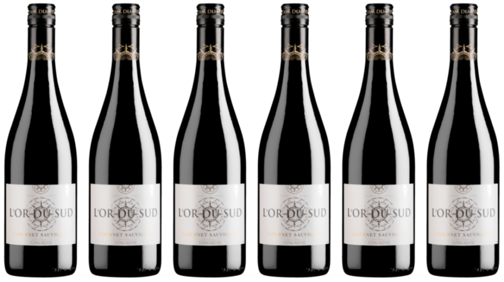 L'Or du Sud 6-er Vorteils-Weinpaket – Cabernet Sauvignon – L'Or du Sud aus Frankreich – Region 6 Flaschen á 0,75L