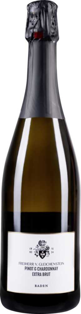 Weingut Freiherr von Gleichenstein Pinot & Chardonnay Extra Brut Winzersekt B.A. – Traditionelle Flaschengärung 2019  0.75 L Flasche