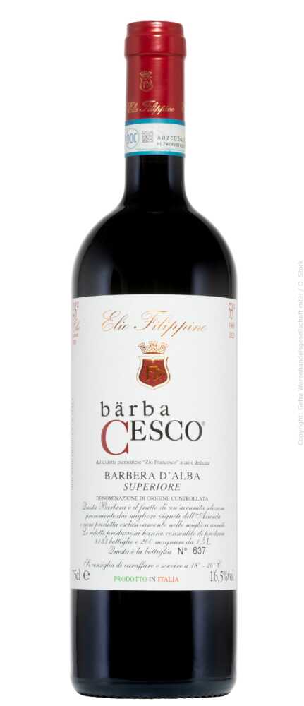 Elio Filippino Bärba Cesco Barbera D Alba Superiore D.O.C. (Barbera D Alba 2022  0.75 L Flasche